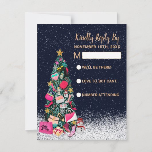 Glam Girly presenteert de paarse kerstboom RSVP Kaartje (Achterkant)