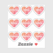 Glam Girly Red Oranje Glitter Hearts Namen Pack Sticker (Vel)