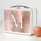 Glam Girly Roos Gold Brushed Metal Monogram Script (In situ)