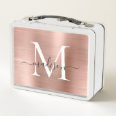 Glam Girly Roos Gold Brushed Metal Monogram Script (Achterkant)