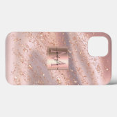 Glam Girly Roos Gold Flakes Gitter Monogram Case-Mate iPhone Case (Achterkant (horizontaal))