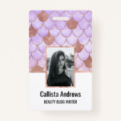 Glam Girly Roos Gold Glitter Mermaid Scales Badge (Voorkant)