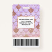 Glam Girly Roos Gold Glitter Mermaid Scales Badge (Achterkant)