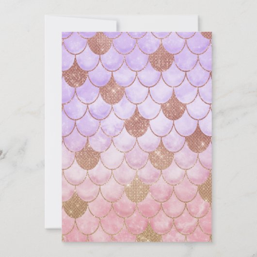Glam Girly Roos Gold Glitter Mermaid Scales Kaart (Achterkant)