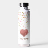 Glam Girly Roos Goud Roze Glitter Hart Waterfles (Links)