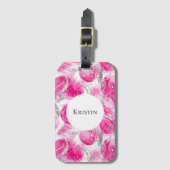 Glam Girly Roze Zilver Abstracte Cirkels Bagagelabel (Voorkant (verticaal))