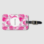 Glam Girly Roze Zilver Abstracte Cirkels Bagagelabel (Voorkant (horizontaal))