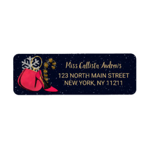 Glam Girly Shoes Purse Sneeuwvlok Snoep Kerst Etiket