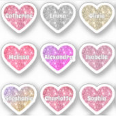 Glam Girly Sparkle Glitter Hearts Namen Pack Sticker (Voorkant)