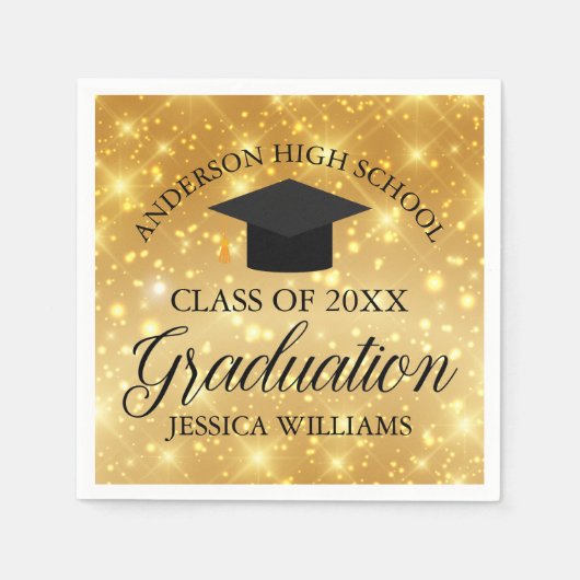 Glam Glam voor Gold Sparkle Custom Graduing Party Servet (Voorkant)