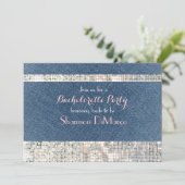 Glam Glamour Denim Sequins Glitz Party Uitnodiging (Staand voorkant)