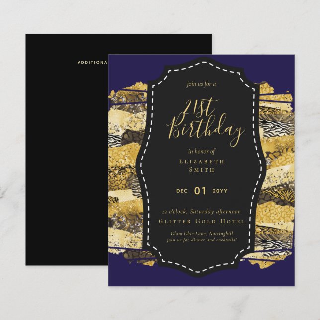 Glam Glamour Glitter 21e verjaardag (of andere) Ui (Voorkant / Achterkant)