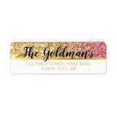 GLAM glamoureuze coole luxe roze gouden glitter Etiket (Voorkant)