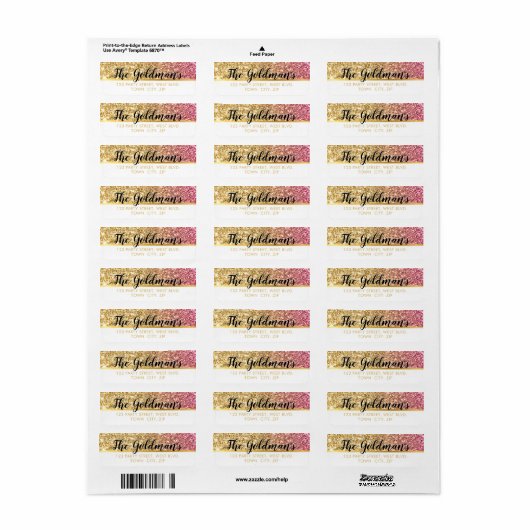 GLAM glamoureuze coole luxe roze gouden glitter Etiket (Full Sheet)