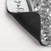 Glam Glans Persoonlijke Glitter Calligrafie Zilver Muismat (Hoek)
