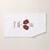 Glam Glit Pickleball Queen Paddles Initiaal Floral Handdoek (Handdoek)
