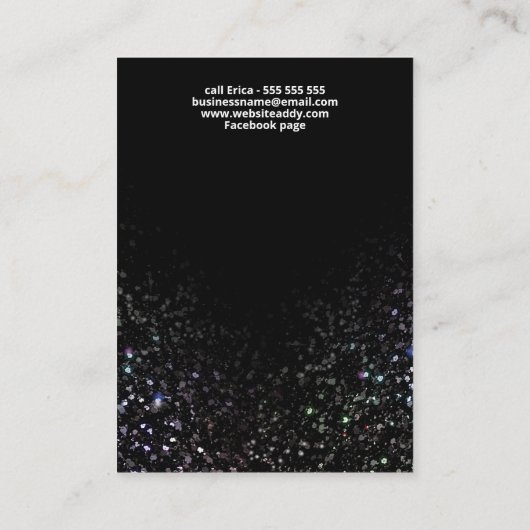 Glam Glitter Black Earring Card Visitekaartje (Achterkant)