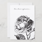 Glam Glitter Black en White Floral Wedding Invite Kaart (Achterkant)