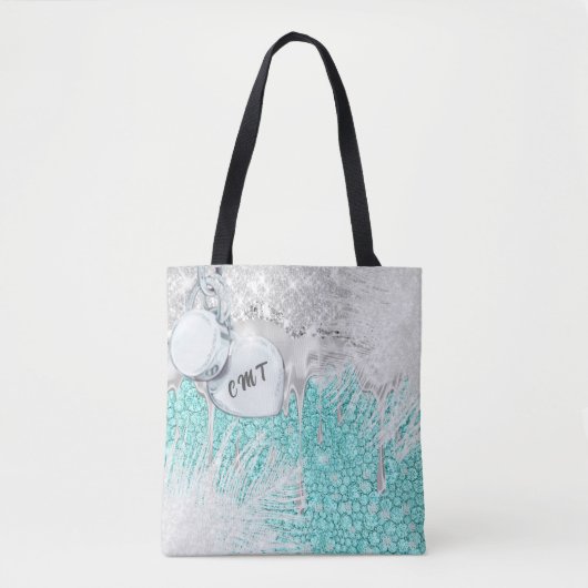 Glam Glitter Blue Sparkle Tote Bag (Voorkant)
