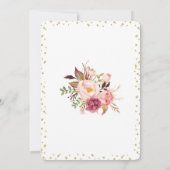 Glam Glitter Blush Roze Bloemen Baby shower Uitnod Kaart (Achterkant)