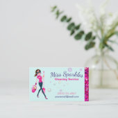 Glam Glitter Cartoon Maid House Cleaning Services Visitekaartje (Staand voorkant)