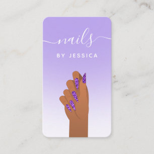 Glam Glitter Cheetah Print Nail Artist QR Code Visitekaartje