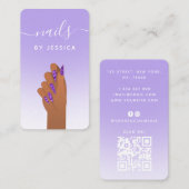 Glam Glitter Cheetah Print Nail Artist QR Code Visitekaartje (Voorkant / Achterkant)