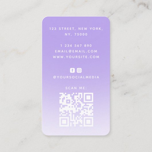 Glam Glitter Cheetah Print Nail Artist QR Code Visitekaartje (Achterkant)