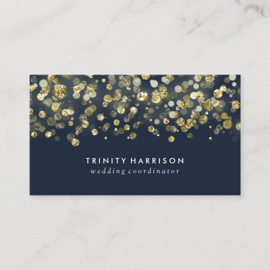 Glam Glitter | Chic Faux Gold Foil Visitekaartje (Voorkant)