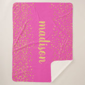 Glam Glitter Confetti | Gepersonaliseerd roze Sherpa Deken (Voorkant)