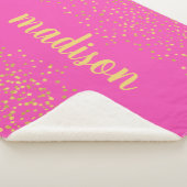 Glam Glitter Confetti | Gepersonaliseerd roze Sherpa Deken (3/4)