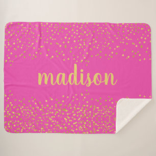 Glam Glitter Confetti   Gepersonaliseerd roze Sherpa Deken