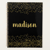 Glam Glitter Confetti | Gepersonaliseerd zwart Planner (Voorkant)