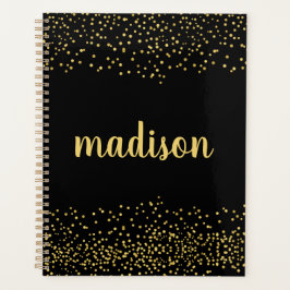 Glam Glitter Confetti | Gepersonaliseerd zwart Planner