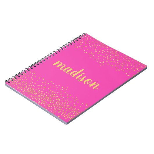 Glam Glitter Confetti | Hete roze spiraal Notitieboek (Linkerzijde)