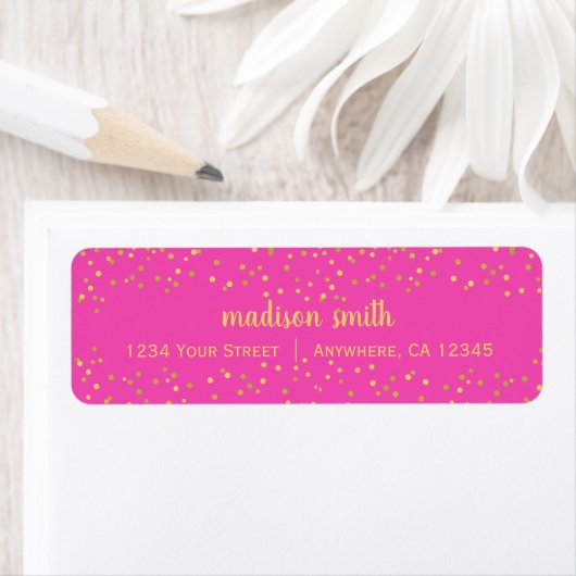 Glam Glitter Confetti | Roze retouradres Etiket (Insitu)
