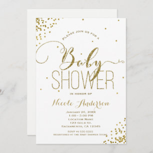 Glam Glitter Corners BABY SHOWER White & Gold Glam Kaart