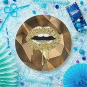 Glam Glitter Drip Drivers met goudkoorts Papieren Bordje (Feest)