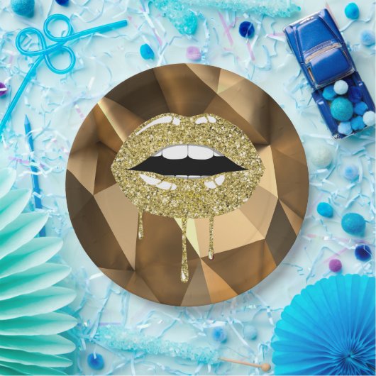 Glam Glitter Drip Drivers met goudkoorts Papieren Bordje (Feest)
