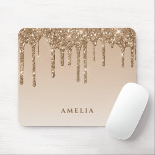 glam glitter drip meisjesgepersonaliseerde naam muismat
