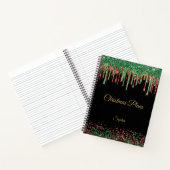 Glam Glitter Drip Rood & Groen Kerstmis Notitieboek (Binnen)