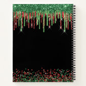 Glam Glitter Drip Rood & Groen Kerstmis Notitieboek (Achterkant)