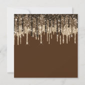 Glam Glitter Drips Gold Brown Script Vrijgezellenf Kaart (Achterkant)