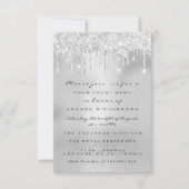 Glam Glitter Drips Grey Silver Bridal Sweet 16th Kaart (Voorkant)