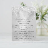 Glam Glitter Drips Grey Silver Bridal Sweet 16th Kaart (Staand voorkant)