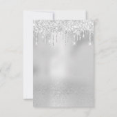 Glam Glitter Drips Grey Silver Bridal Sweet 16th Kaart (Achterkant)