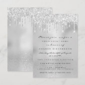 Glam Glitter Drips Grey Silver Bridal Sweet 16th Kaart (Voorkant / Achterkant)