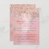 Glam Glitter Drips Rose Goud  Bruids Sweet 16e Kaart (Voorkant / Achterkant)