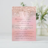 Glam Glitter Drips Rose Goud  Bruidsfeest Sweet 16 Kaart (Staand voorkant)