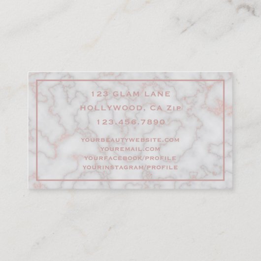 Glam Glitter Eyelash Extensions Roos Gold Marble Visitekaartje (Achterkant)